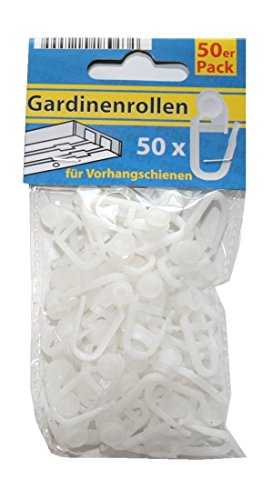 Gardinenrollen für Vorhangschienen weiß 50 Stück (0125) von B2Q
