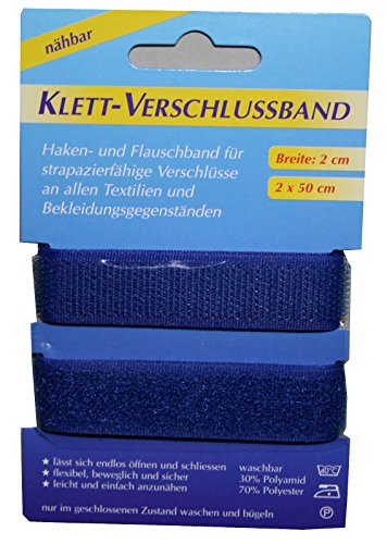 Klettband Klettverschluss 2x50cm 2cm blau (1004) von B2Q