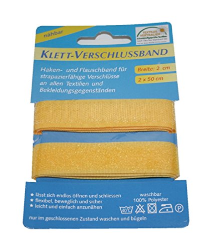 Klettband Klettverschluss 2x50cm 2cm gelb (1007) von B2Q