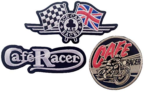 Bügel Vintage Aufnäher Patches Applikation Sticker-ei Set groß Brit Motorrad Bike-r Cafe Racer zum aufbügeln/annähen von B2SEE LTD