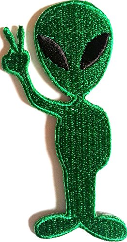Aufnäher Patches Aufbügler Applikation zum Aufbügeln Aufnäher für Jacken Jeans Kleidung Alien 8 cm x 4 cm von B2SEE