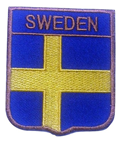 Aufnäher Schweden Patches bestickt für Jacken Bügel-Applikation-Bild-Flicken Stickerei Aufbügler Flaggen Fahnen zum aufbügeln „ Schweden helles marineblau 6 x 7 cm „ von B2SEE