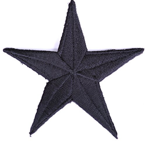 B2SEE Iron on Bügel-Sterne Bügel-Aufnäher Bügel-Patches für Jacken Cap Hosen Jeans Kleidung Damen Stoff Kleider Bügel-Bilder Applikation Sticker-Ei Aufbügler zum aufbügeln schwarz 7 – 7,5 cm von B2SEE