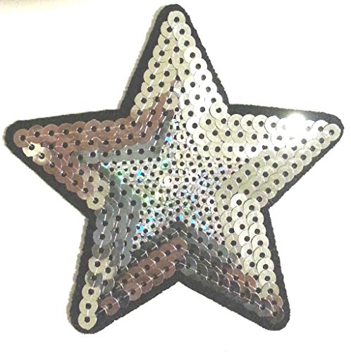 B2SEE Strass Glitzer Aufnäher Aufbügler Sticker Bügelbilder Iron on Patches Applikation mit Pailletten für Kleider Frauen zum aufbügeln Silber Stern 8,8 cm B2SEE Strass Glitzer Aufnäher Aufbügler Sticker Bügelbilder Iron on Patches Applikation mit Pailletten für Kleider Frauen zum aufbügeln Silber Stern 8,8 cm von B2SEE