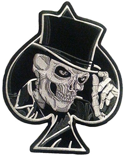 Biker Skull Aufnäher Patches Aufnäher groß für Jacken Jeans Kleidung Stoff Kleider Aufnäher Bügelbilder Sticker Bügel Patches Applikation Aufbügler zum aufbügeln „ Sense 26 x 23 cm von B2SEE