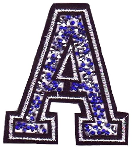 Bügel Iron on Buchstaben Aufnäher Patches für Jacken Cap Hosen Jeans Kleidung Stoff Kleider Bügelbilder Sticker Applikation Aufbügler zum aufbügeln Buchstaben CA 8-10 cm (blau A) von B2SEE