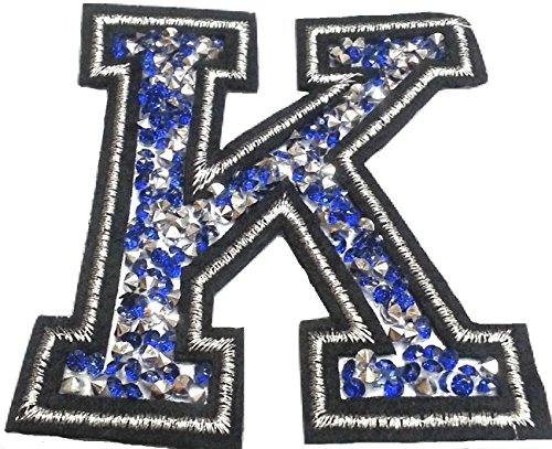 Bügel Iron on Buchstaben Aufnäher Patches für Jacken Cap Hosen Jeans Kleidung Stoff Kleider Bügelbilder Sticker Applikation Aufbügler zum aufbügeln Buchstaben CA 8-10 cm (blau K) von B2SEE