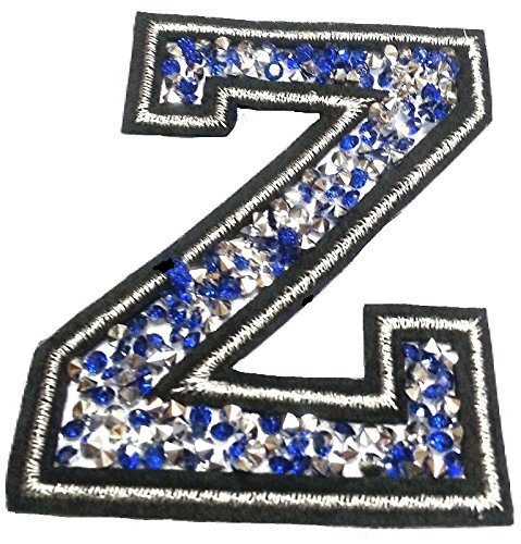 Bügel Iron on Buchstaben Aufnäher Patches für Jacken Cap Hosen Jeans Kleidung Stoff Kleider Bügelbilder Sticker Applikation Aufbügler zum aufbügeln Buchstaben CA 8-10 cm (blau Z) von B2SEE