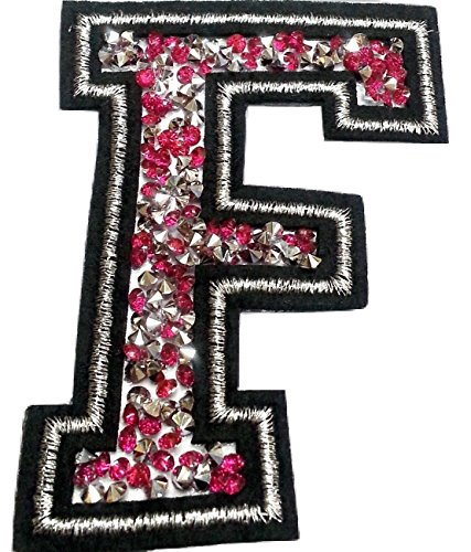 Bügel Iron on Buchstaben Aufnäher Patches für Jacken Cap Hosen Jeans Kleidung Stoff Kleider Bügelbilder Sticker Applikation Aufbügler zum aufbügeln Buchstaben CA 8-10 cm (pink F) von B2SEE