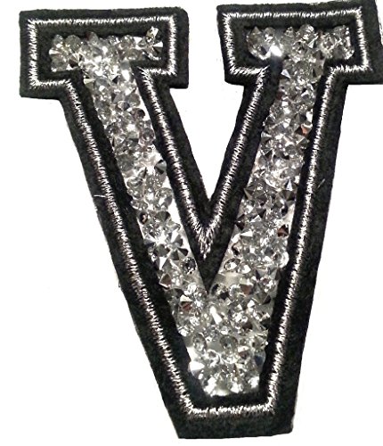 Bügel Iron on Buchstaben Aufnäher Patches für Jacken Cap Hosen Jeans Kleidung Stoff Kleider Bügelbilder Sticker Applikation Aufbügler zum aufbügeln V CA 8-10 cm von B2SEE