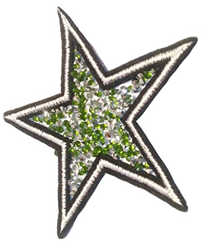 Bügel Iron on Strass Sterne Aufnäher Patches für Jacken Cap Hosen Jeans Kleidung Stoff Kleider Bügelbilder Sticker Applikation Sterne Aufbügler zum aufbügeln " Strass - Stern grün 10 cm " von B2SEE