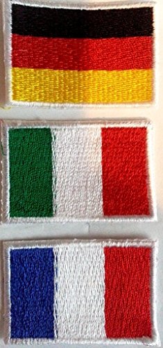 Flaggen Aufbügler Aufnäher für Jacken Jeans Kleidung Bügelbilder Flicken Stoff Patch Kleider Aufnäher Patches zum aufbügeln " Deutschland Frankreich Italien 3 er Set je 3 x 4,5 cm " Flaggen Aufbügler Aufnäher für Jacken Jeans Kleidung Bügelbilder Flicken Stoff Patch Kleider Aufnäher Patches zum aufbügeln " Deutschland Frankreich Italien 3 er Set je 3 x 4,5 cm " von B2SEE