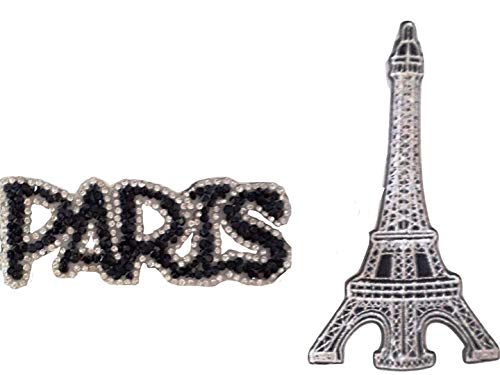 Iron On Bügel Strass Motive Bügelbilder Applikationen DIY Schneiderei für Textilien Kleidung Paris Eiffelturm von B2SEE