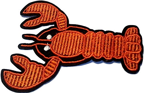 Iron on Bügel Aufnäher Patches Flicken Aufbügler Bügelbilder Applikation Kleidung Tiere Hummer Rock Lobster 10 x 5 cm von B2SEE