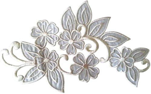 Iron on Bügel Blumen Aufnäher Aufbügler Patches Flicken Sticker-ei Bügelbilder Applikation groß bestickt zum aufbügeln Blume creme weiss 17cm Iron on Bügel Blumen Aufnäher Aufbügler Patches Flicken Sticker-ei Bügelbilder Applikation groß bestickt zum aufbügeln Blume creme weiss 17cm von B2SEE