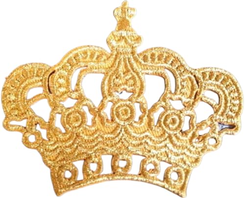 Krone Aufnäher Bügelbild Aufbügler Iron on Patches Applikation Kinder " Krone gold 8 x 6,5 cm " von B2SEE