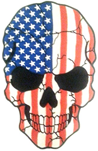 Skull Aufnäher USA Totenkopf Patches-Applikation-Stickerei-groß für Jeans-Jacke-n Kleidung Aufbügler zum aufbügeln von B2SEE