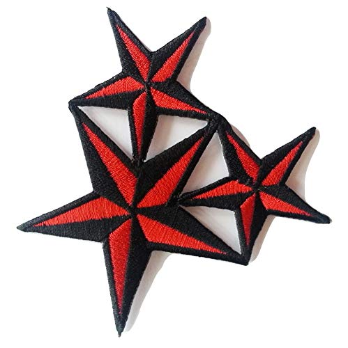 Stern Aufnäher Bügelbilder Patches für Kleidung Jacken Jeans Bekleidung Hosen Aufbügler Patches Aufnäher Applikation zum aufbügeln " triple Stern rot schwarz 8.2 x 8.2 cm" Stern Aufnäher Bügelbilder Patches für Kleidung Jacken Jeans Bekleidung Hosen Aufbügler Patches Aufnäher Applikation zum aufbügeln " triple Stern rot schwarz 8.2 x 8.2 cm" von B2SEE