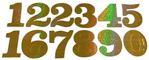 Sticker Zahlen Glitzer Aufkleber groß Glitzer-Klebe-Zahlen selbstklebend groß Sticker Zahlen zum auf-kleben (gold) von B2SEE