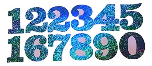 Sticker Zahlen Glitzer Aufkleber groß Glitzer-Klebe-Zahlen selbstklebend groß Sticker Zahlen zum auf-kleben (hellblau) von B2SEE