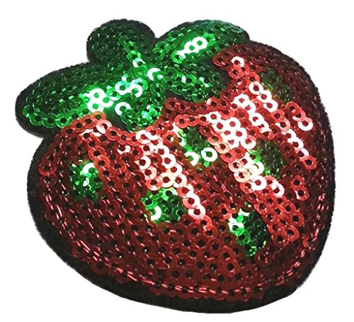 Strass Glitzer Aufnäher Aufbügler Bügelbilder Iron on Patches Applikation mit Pailletten für Kleider Frauen zum aufbügeln " Erdbeere 6,5 x 6 cm " Strass Glitzer Aufnäher Aufbügler Bügelbilder Iron on Patches Applikation mit Pailletten für Kleider Frauen zum aufbügeln " Erdbeere 6,5 x 6 cm " von B2SEE