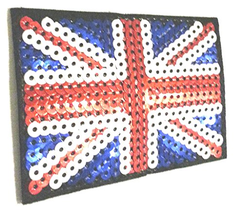 Strass Glitzer Aufnäher Aufbügler Bügelbilder Iron on Patches Applikation mit Pailletten für Kleider Frauen zum aufbügeln "Union Jack 8,5 x 6 cm " Strass Glitzer Aufnäher Aufbügler Bügelbilder Iron on Patches Applikation mit Pailletten für Kleider Frauen zum aufbügeln "Union Jack 8,5 x 6 cm " von B2SEE