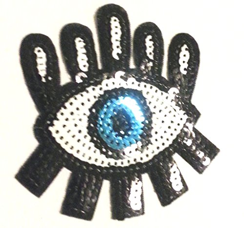 Strass Glitzer Aufnäher Aufbügler Bügelbilder Iron on Patches Applikation mit Pailletten für Kleider Frauen zum aufbügeln " blaues Auge 9 x 8 cm " Strass Glitzer Aufnäher Aufbügler Bügelbilder Iron on Patches Applikation mit Pailletten für Kleider Frauen zum aufbügeln " blaues Auge 9 x 8 cm " von B2SEE