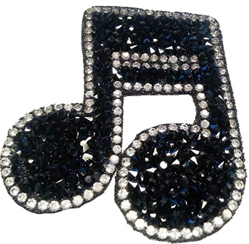 Strass Glitzer Aufnäher Iron on Patches für Jacken Jeans Kleidung Aufbügler Applikation Stickerei Musik Noten-schlüssel Schwarz mit Strass 7 x 5,8 cm Strass Glitzer Aufnäher Iron on Patches für Jacken Jeans Kleidung Aufbügler Applikation Stickerei Musik Noten-schlüssel Schwarz mit Strass 7 x 5,8 cm von B2SEE