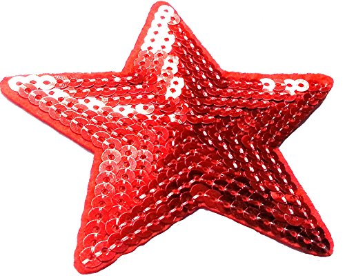 Strass Glitzer Sterne Aufnäher Aufbügler Bügelbilder Sticker Iron on Patches Applikation mit Pailletten für Textilien Kleider Frauen zum aufbügeln " Roter Stern 8,8 cm " Strass Glitzer Sterne Aufnäher Aufbügler Bügelbilder Sticker Iron on Patches Applikation mit Pailletten für Textilien Kleider Frauen zum aufbügeln " Roter Stern 8,8 cm " von B2SEE