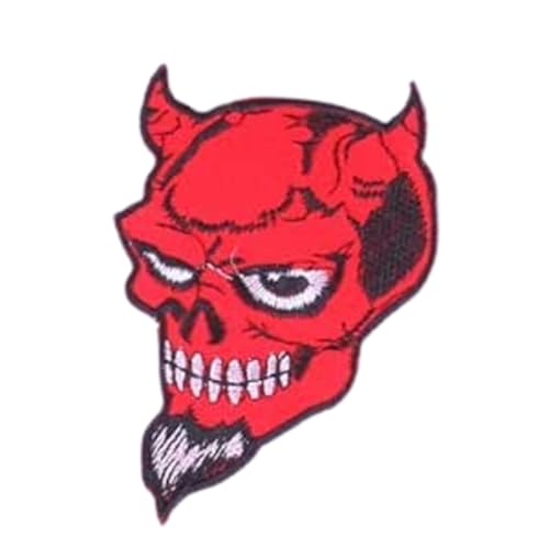 Teufel Skull Aufnäher für Jacken Kleidung Aufbügler Applikation roter Teufel 8,8 cm Teufel Skull Aufnäher für Jacken Kleidung Aufbügler Applikation roter Teufel 8,8 cm von B2SEE