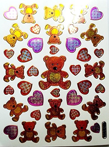Teddybär Sticker Aufkleber Kinder Sticker Aufkleber Teddy Aufkleber Sticker für Kinder zum aufkleben dekorieren s 14 x 9 cm pro Bogen 2 Stück von B2see