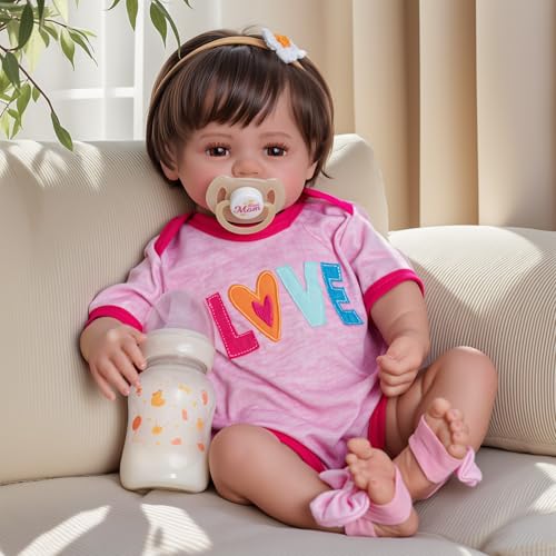 BABESIDE Reborn-Baby Mädchen – 17 Zoll schönes Reborn-Puppe mit Kurzen Braunen Haaren, Lebensechte Neugeborenens mit Kleidung und Accessoires für Kinder ab 3 Jahren BABESIDE Reborn-Baby Mädchen – 17 Zoll schönes Reborn-Puppe mit Kurzen Braunen Haaren, Lebensechte Neugeborenens mit Kleidung und Accessoires für Kinder ab 3 Jahren von BABESIDE