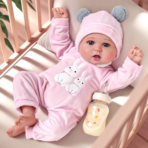 BABESIDE Reborn Puppen – 50,8 cm weicher Körper, lebensechte Babypuppen für Neugeborene, offene Augen, Mädchenpuppen mit Kleidung und Spielzeugzubehör, Geschenk für Kinder ab 3 Jahren (Kaninchen) von BABESIDE