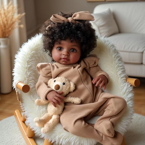 BABESIDE Reborn Puppen Schwarzes – 20 Zoll Lebensechte Reborn-Baby Mädchen mit Weichem Stoffkörper, mit Kleidung und Accessoires für Kinder ab 3 Jahren von BABESIDE