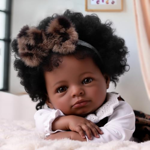 BABESIDE Schwarze Reborn-Babypuppen – 20 Zoll Große Schwarze Reborn-Puppe mit Weichem Stoffkörper, Lebensechte Reborn-Baby Mädchen mit Kleidung und Accessoires für Kinder ab 3 Jahren BABESIDE Schwarze Reborn-Babypuppen – 20 Zoll Große Schwarze Reborn-Puppe mit Weichem Stoffkörper, Lebensechte Reborn-Baby Mädchen mit Kleidung und Accessoires für Kinder ab 3 Jahren von BABESIDE