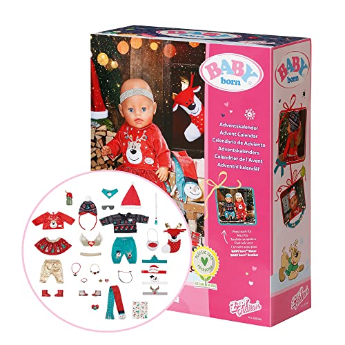 BABY born Adventskalender mit 24 Überraschungen enthält Kleidung und Accessoires für Puppen in 43 cm, 830345 Zapf Creation von BABY Born