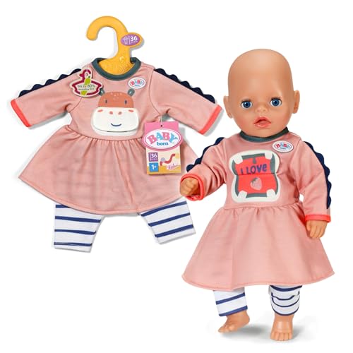 BABY born Kleid mit Dschungelmotiv, Langen Ärmeln & gestreifter Leggins - Hochwertiges Puppenzubehör - Kleidung geeignet für Puppen der Größe 36 cm BABY born Kleid mit Dschungelmotiv, Langen Ärmeln & gestreifter Leggins - Hochwertiges Puppenzubehör - Kleidung geeignet für Puppen der Größe 36 cm von BABY Born