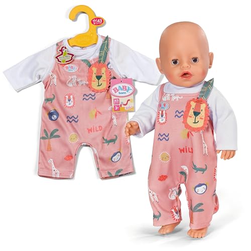 BABY born Strampler mit Langen Ärmeln & Dschungelmotiven - Hochwertiges Puppenzubehör - Kleidung geeignet für Puppen der Größe 43 cm von BABY Born