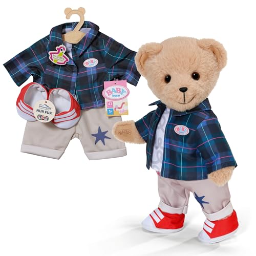 BABY born Teddy Outfit mit Cooler Hose, Shirt, Jacke & Schuhen - Hochwertiges Puppenzubehör - Kleidung geeignet für Puppen der Größe 43 cm von BABY Born