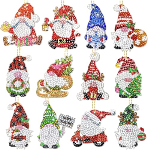 Diamond Painting Weihnachten - 12 Stück 5D Schlüsselanhänger und Anhänger für Kinder, Diamant Painting Bastelset für DIY Weihnachtsbaum Deko Diamond Painting Weihnachten - 12 Stück 5D Schlüsselanhänger und Anhänger für Kinder, Diamant Painting Bastelset für DIY Weihnachtsbaum Deko von BABYKUMA