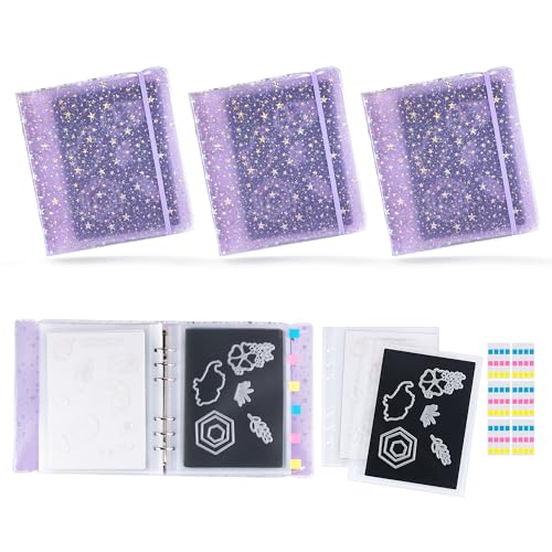 Magnetische Blätter und Aufbewahrungsbeutel für Briefmarken und Stanzformen, mit Albumtasche, gestanztes Aufbewahrungsset für die Aufbewahrung, Stanzen, DIY, Scrapbooking, Kartenherstellung (lila, 3 von BABYSHEEP