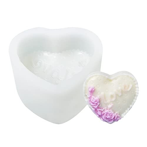 3D-Herz-Rosen-Silikonform für Bad, Seife, Kuchen, Schokolade, Zubehör, Rosen-Silikonformen für Kerzen von BABYVIVA