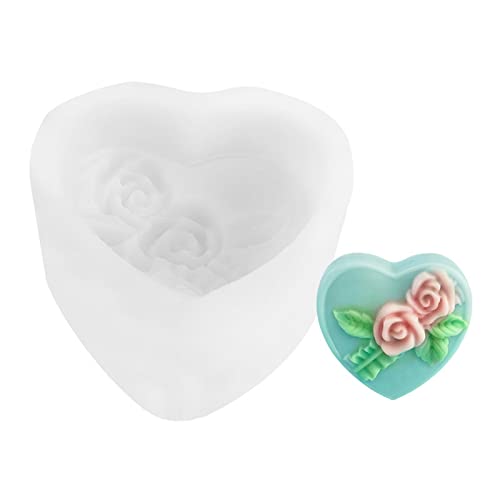 3D-Herz-Rosen-Silikonform für Bad, Seife, Kuchen, Schokolade, Zubehör, Rosen-Silikonformen für Kerzen von BABYVIVA