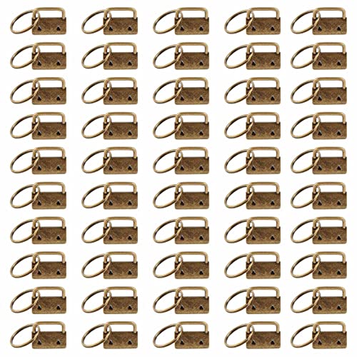50 x Schlüsselanhänger-Hardware mit Schlüsselringen, Armbandverschluss, Schwanzclip für Handgelenk, Schlüsselanhänger, Schlüsselband, Hardware-Zubehör, 50 Stück, 25 mm, Schlüsselring, geteilte von BABYVIVA