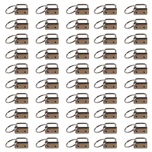 50 x Schlüsselanhänger-Hardware mit Schlüsselringen, Armbandverschluss, Schwanzclip für Handgelenk, Schlüsselanhänger, Schlüsselband, Hardware-Zubehör, 50 Stück, 25 mm, Schlüsselring, geteilte von BABYVIVA