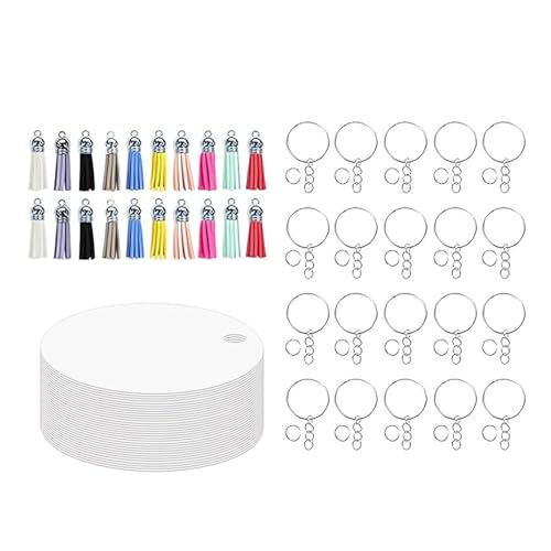 80 PCs Sublimation Keychain Blanks Doppelseitig Aluminiumwärmeübertragungschlüsselkainer Mit Farbenfrohen Quasten Und Zubehör von BABYVIVA
