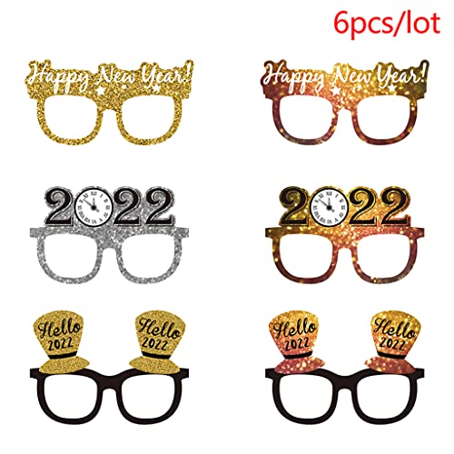 BABYVIVA 6 Stücke Glitzer Brille Rahmen Frohes Neues Jahr Star Brille Dekoration Für Heimkostüm Party Lieferungen Ornamente von BABYVIVA