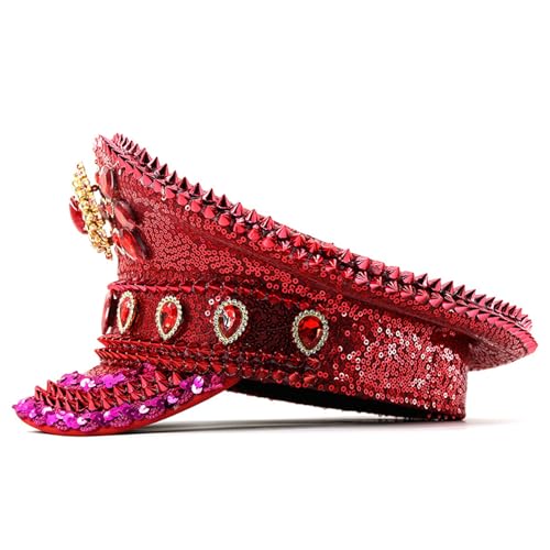 BABYVIVA Brauthut Schimmernde Strasssteine ​​Captain Pailletten Für Mardi Gras Music Festivals Luxuriöse Kristallkappen von BABYVIVA