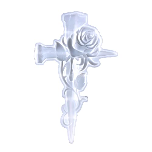 BABYVIVA Silikonform mit Rosen-Kreuz-Harz-Formen, Silikon, Wandkunst-Form, Kruzifix-Silikonform für Epoxidharz, Gießwand, Schreibtisch, Schränke, Dekoration von BABYVIVA