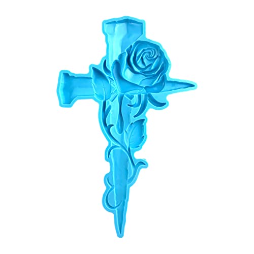 BABYVIVA Silikonform mit Rosen-Kreuz-Harz-Formen, Silikon, Wandkunst-Form, Kruzifix-Silikonform für Epoxidharz, Gießwand, Schreibtisch, Schränke, Dekoration von BABYVIVA